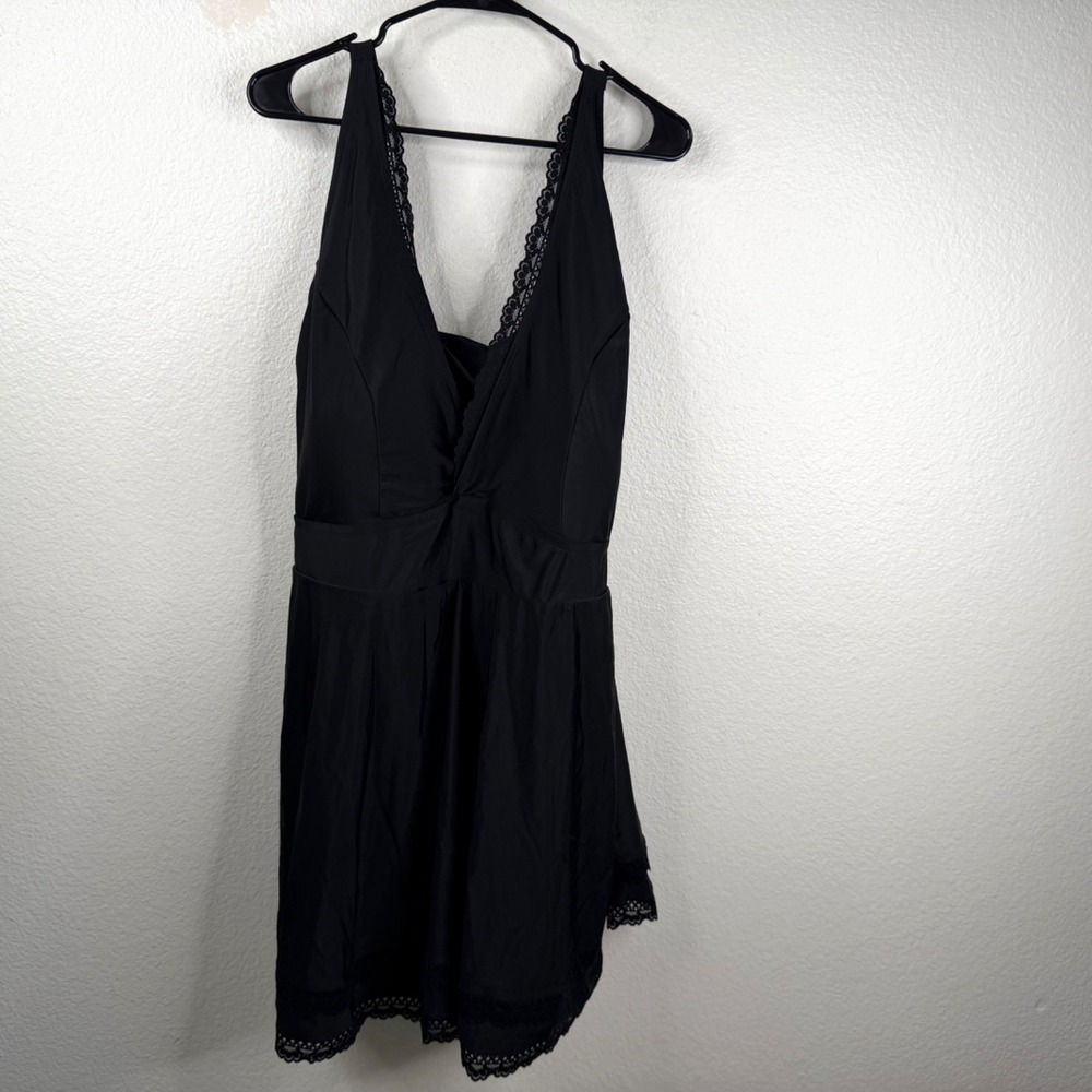 Torrid Swimsuit Black Sz 6 Wireless Mid Lace Trimmed Swim Dress With Brief NWT